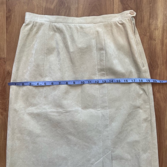 Vintage Union Label Beige Ultra Suede High Waisted Midi Skirt - Picture 7 of 13